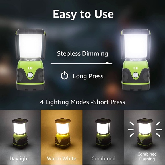 LE LED Camping Lantern, Battery Powered LED with 1000LM, 4 Light Modes, Water… - Picture 4 of 4